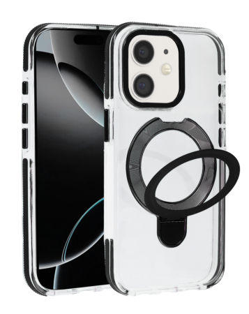 Transparent Case with Wireless Charging Kickstand - BLACK  for iPhone 11 (Only Ground Shipping)