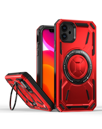 Full-Body Rugged Shockproof Case with Built-in Ring Holder - RED for iPhone 11 (Only Ground Shipping)