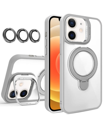 Magnetic Clear Case with 2 Kickstand & Camera Lens - GRAY for iPhone 11 (Only Ground Shipping)
