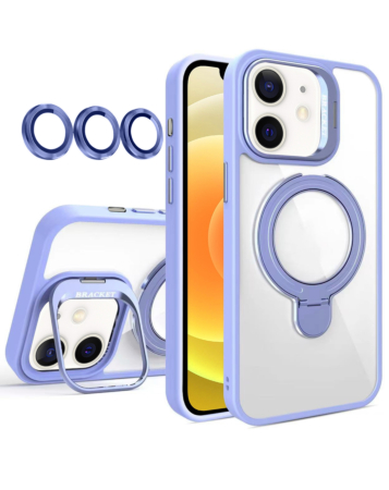 Magnetic Clear Case with 2 Kickstand & Camera Lens - LIGHT PURPLE for iPhone 11 (Only Ground Shipping)