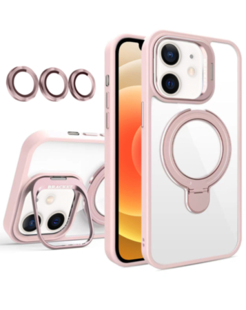 Magnetic Clear Case with 2 Kickstand & Camera Lens - PINK for iPhone 11 (Only Ground Shipping)