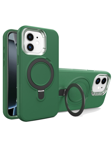 Support Heavy Duty Case with Wireless Charging Kickstand - DARK GREEN for iPhone 11 (Only Ground Shipping)