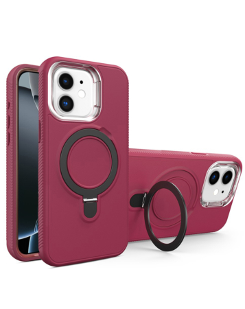 Support Heavy Duty Case with Wireless Charging Kickstand - MAROON for iPhone 11 (Only Ground Shipping)