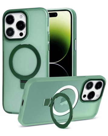Carbon Wireless Charging Case with Ring Stand - GREEN for iPhone 11 (Only Ground Shipping)