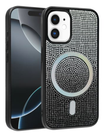 Wireless Charging Bling Diamond Crystal Case - BLACK & SILVER for iPhone 11 (Only Ground Shipping)