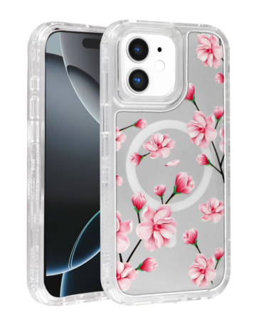 Flower Design Transparent Case with Wireless Charger - Style 1 for iPhone 11 (Only Ground Shipping)