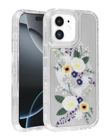 Flower Design Transparent Case with Wireless Charger - Style 3 for iPhone 11 (Only Ground Shipping)