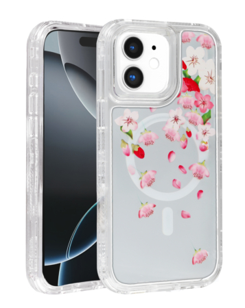 Flower Design Transparent Case with Wireless Charger - Style 6 for iPhone 11 (Only Ground Shipping)