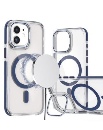 Thin Magnetic Clear Case with Camera Stand Kickstand - BLUE for iPhone 11 (Only Ground Shipping)