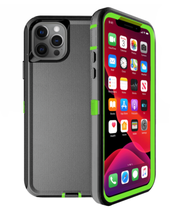 Heavy Duty Case for iPhone 12 Pro Max (BLACK & GREEN) (Only Ground Shipping)