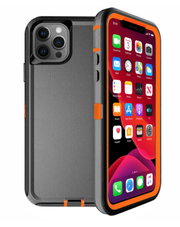 Heavy Duty Case for iPhone 12 Pro Max (BLACK & ORANGE) (Only Ground Shipping)