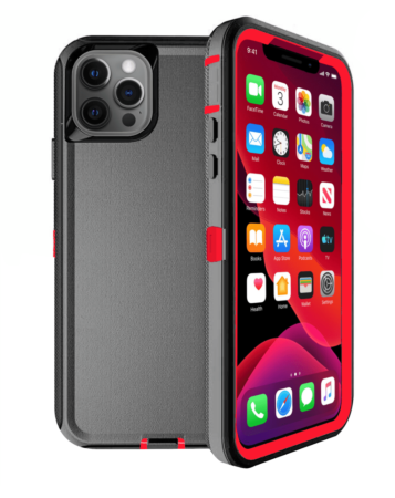 Heavy Duty Case for iPhone 12 Pro Max (BLACK & RED) (Only Ground Shipping)