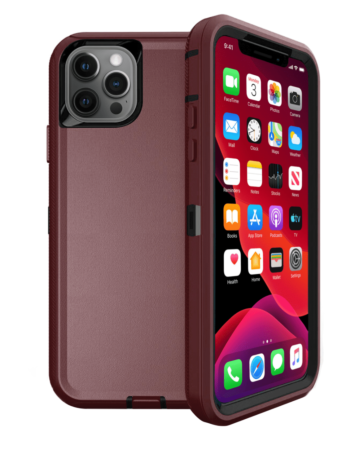 Heavy Duty Case for iPhone 12 Pro Max (MAROON & BLACK) (Only Ground Shipping)