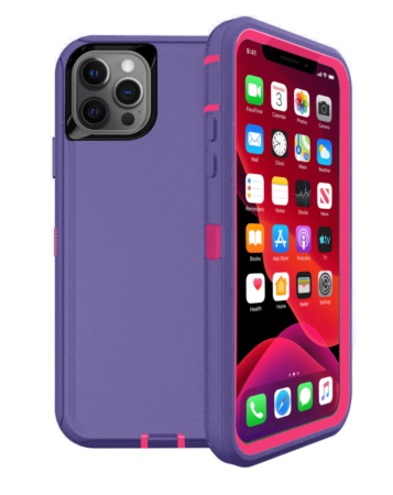 Heavy Duty Case for iPhone 12 Pro Max (DARK PURPLE & PINK) (Only Ground Shipping)