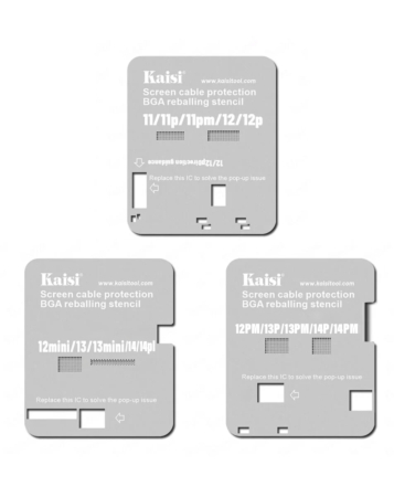 Kaisi Screen Cable Protection Planting Tin Steel Stencil for iPhone 11 to 14 PM (3 Pcs Set) (Only Ground Shipping)