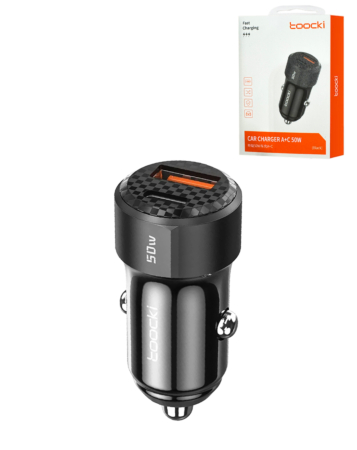 Toocki PD USB C+A Car Charger (BLACK) (50W) (Only Ground Shipping)