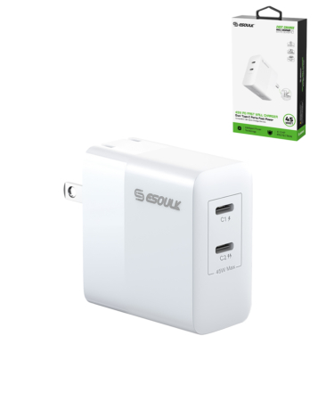 Esoulk PD Dual USB-C Wall Charger (45W) (WHITE) (Only Ground Shipping)
