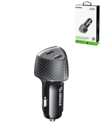 Esoulk Dual USB C+C Car Charger (BLACK) (40W) (Only Ground Shipping)