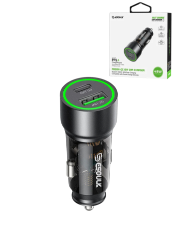 Esoulk PD QC USB A+C Car Charger (BLACK) (30W) (Only Ground Shipping)