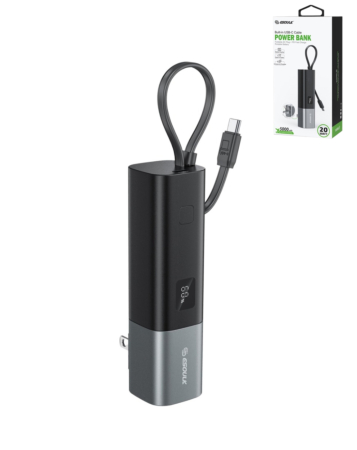 Esoulk Built-in USB-C Foldable AC Wall Plug Power Bank (BLACK) (5000 mAh / 20W) (Only Ground Shipping)