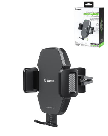 Esoulk Wireless Charger Air Vent Car Mount (BLACK) (15W) (Only Ground Shipping)