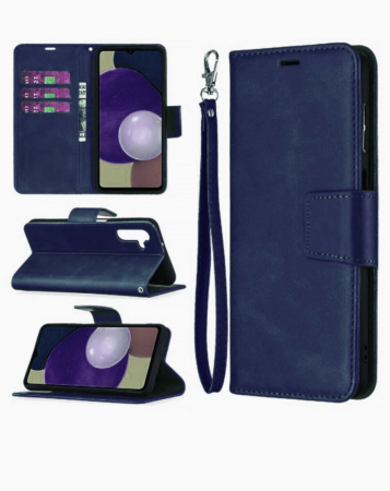 Galaxy A13 Leather Wallet Case with Card Slot - BLUE (Only Ground Shipping)