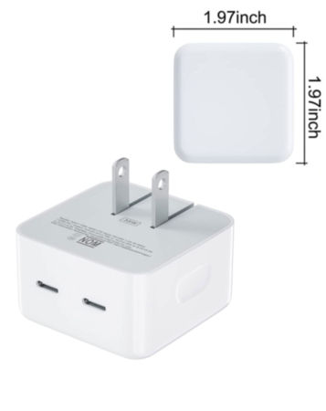 Dual USB-C Port Compact Power Adapter (WHITE) (35W) (Only Ground Shipping)