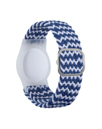 Airtag Wristband Nylon Watch Band - BLUE WHITE (Only Ground Shipping)