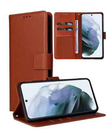 Google Pixel 9 / 9 Pro Leather Wallet Case with Card Slot - BROWN (Only Ground Shipping)