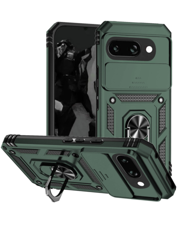 Dual Layers Hybrid Case with Metal Ring And Camera Protector - DARK GREEN Google Pixel 9A (Only Ground Shipping)