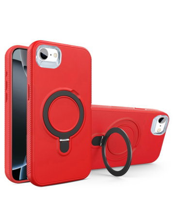 Support Heavy Duty Case with Wireless Charging Kickstand - RED for iPhone 7 / 8 (Only Ground Shipping)