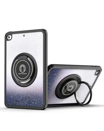 Hard PC Rear / Soft TPU Colorful Border Case with I-ring Holder - SHINY BLACK for iPad 10.2" (7th / 8th / 9th) / Air 3 / Pro 10.5 (Only Ground Shipping)