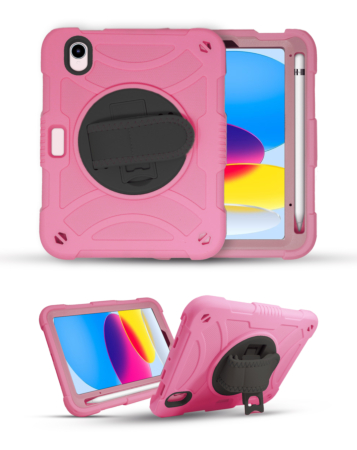 Hand Adjustable Heavy Duty Case with Shoulder Strap - PINKfor iPad 10 2022 (10.9") / iPad 11 (A16) (Only Ground Shipping)