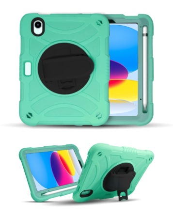 Hand Adjustable Heavy Duty Case with Shoulder Strap - TEAL for iPad 10 2022 (10.9") / iPad 11 (A16) (Only Ground Shipping)