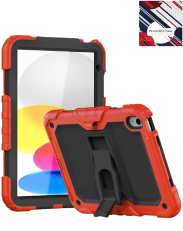 Heavy Duty Shockproof Tablet Case with Kickstand - RED for iPad 10 2022 (10.9") / iPad 11 (A16) (Only Ground Shipping)
