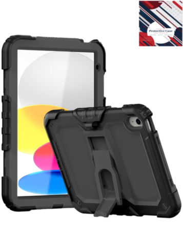 Heavy Duty Shockproof Tablet Case with Kickstand - BLACK for iPad 10 2022 (10.9") / iPad 11 (A16) (Only Ground Shipping)