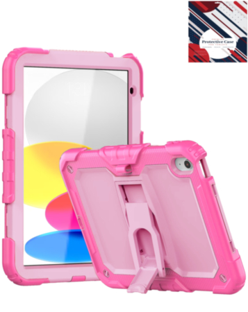 Heavy Duty Shockproof Tablet Case with Kickstand - HOT PINK & PINK for iPad 10 2022 (10.9") / iPad 11 (A16) (Only Ground Shipping)