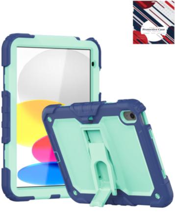 Heavy Duty Shockproof Tablet Case with Kickstand - NAVY BLUE & TEAL for iPad 10 2022 (10.9") / iPad 11 (A16) (Only Ground Shipping)