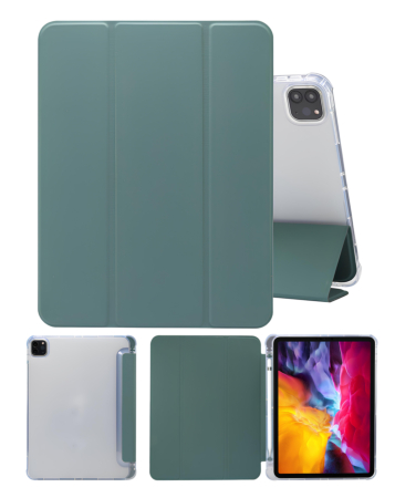 Smart PU Leather Stand (DARK GREEN) for iPad Pro 11 (5th / 2024) with Pen Holder (Only Ground Shipping)