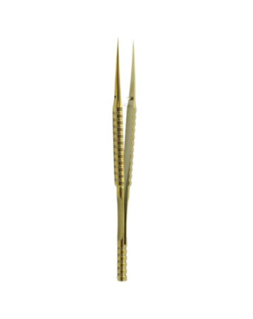 LuoWei Titanium Alloy Tweezers Bamboo Knot Style - Straight (GOLD)