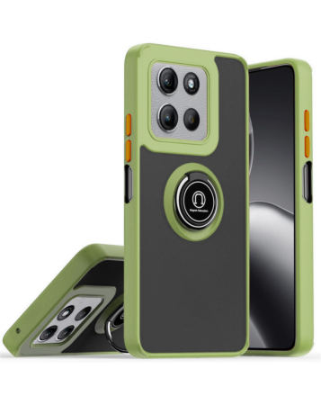 Hard PC Rear / Soft TPU Colorful Border Case with I-ring Holder - GREEN for Moto G 5G (2025) (Only Ground Shipping)