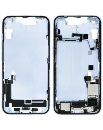 Back Housing Frame with Charging Port Flex & Small Parts for iPhone 14 (BLUE) (OEM Pull B Grade)