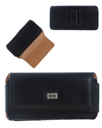 EVO 6.9" Horizontal Texture Leather Pouch - BLACK (Only Ground Shipping)