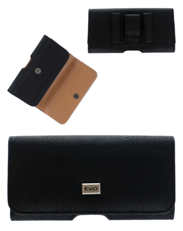 EVO 5.5" Horizontal Leather Pouch - BLACK (Only Ground Shipping)