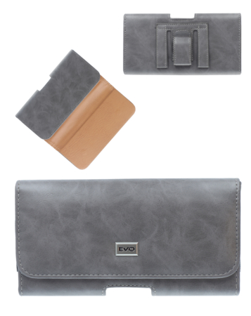 EVO 6.9" Horizontal Leather Pouch - GRAY (Only Ground Shipping)