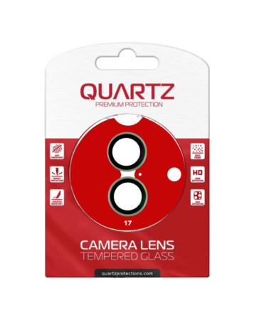 QUARTZ HD Tempered Glass with Metal Ring for iPhone 17 Back Camera (BLACK & GREEN)