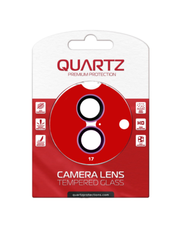 QUARTZ HD Tempered Glass with Metal Ring for iPhone 17 Back Camera (BLACK & PURPLE)