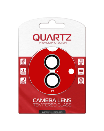 QUARTZ HD Tempered Glass with Metal Ring for iPhone 17 Back Camera (BLACK & SILVER)