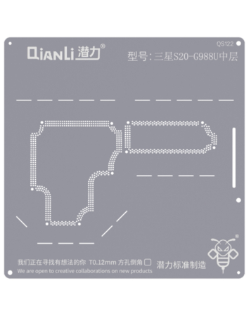 Stock up on the QianLi Bumblebee QS122 middle layer stencil for the Galaxy S20 Ultra G988, US version.