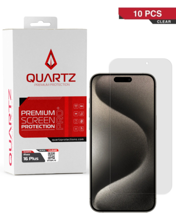 Grab the wholesale deals on the Quartz Clear Tempered Glass for iPhone 16 Plus Pack of 10.